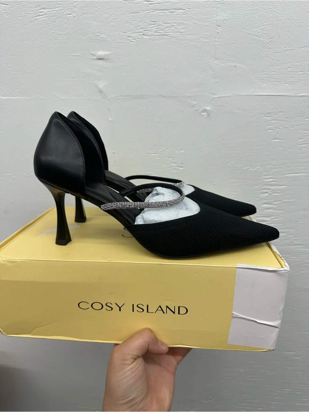 COSYISLAND black heel with silver strap